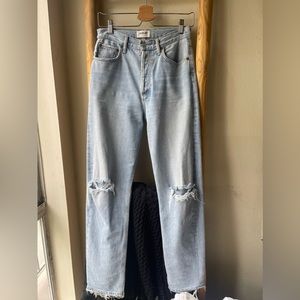 Agolde Aritzia 90s Pinch Waist Blue Denim Jeans in Flashback 25 26